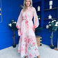 Erin Detailed Midi Shirt Dress Floral Pink
