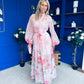 Erin Detailed Midi Shirt Dress Floral Pink