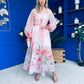 Erin Detailed Midi Shirt Dress Floral Pink