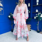 Erin Detailed Midi Shirt Dress Floral Pink