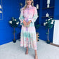 Sophia Button Detail Midi Shirt Dress Floral Ombre