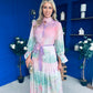 Sophia Button Detail Midi Shirt Dress Floral Ombre