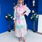 Sophia Button Detail Midi Shirt Dress Floral Ombre