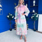 Sophia Button Detail Midi Shirt Dress Floral Ombre