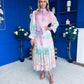 Sophia Button Detail Midi Shirt Dress Floral Ombre