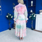Sophia Button Detail Midi Shirt Dress Floral Ombre