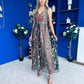 Eila Embroidered Tulle Occasion Dress Black
