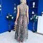 Eila Embroidered Tulle Occasion Dress Black