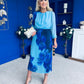 Dakota Pleated Midi Dress Blue