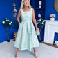 Celia Square Neck Jacquard Occasion Dress Mint