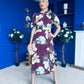 Lilith Puff Sleeve High Neck Midi Dress Plum Floral