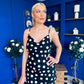 Naomi Polka Slip Midi Dress Black