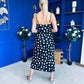 Naomi Polka Slip Midi Dress Black
