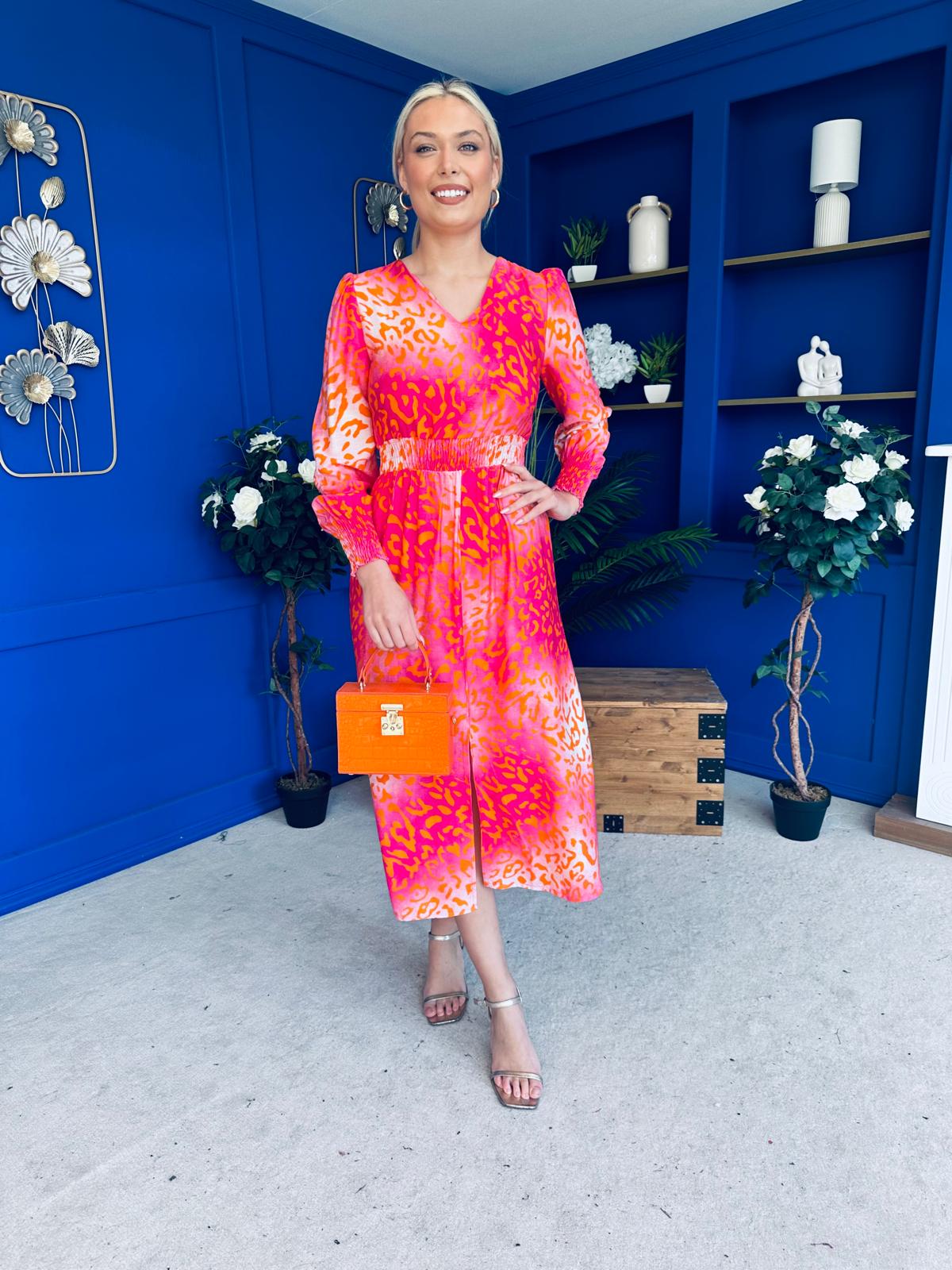 Jacqueline Banded Midi Dress Pink