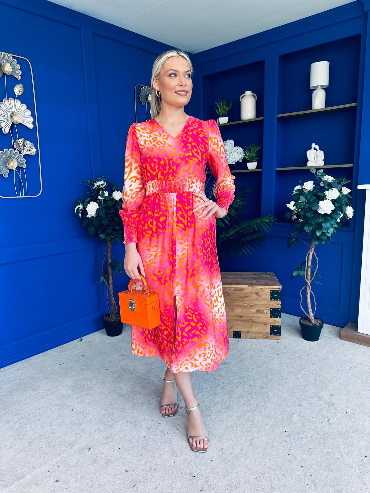 Jacqueline Banded Midi Dress Pink