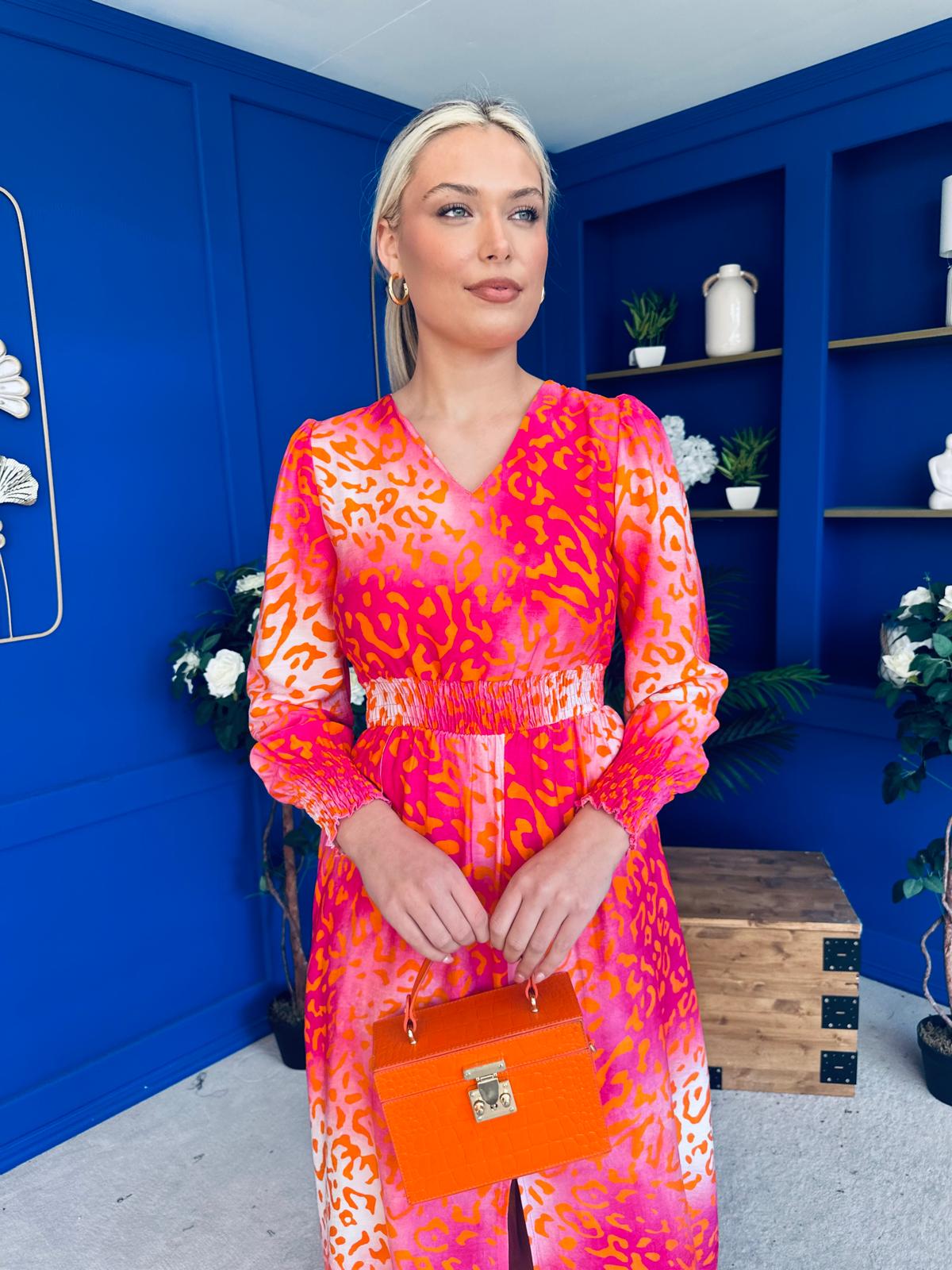 Jacqueline Banded Midi Dress Pink