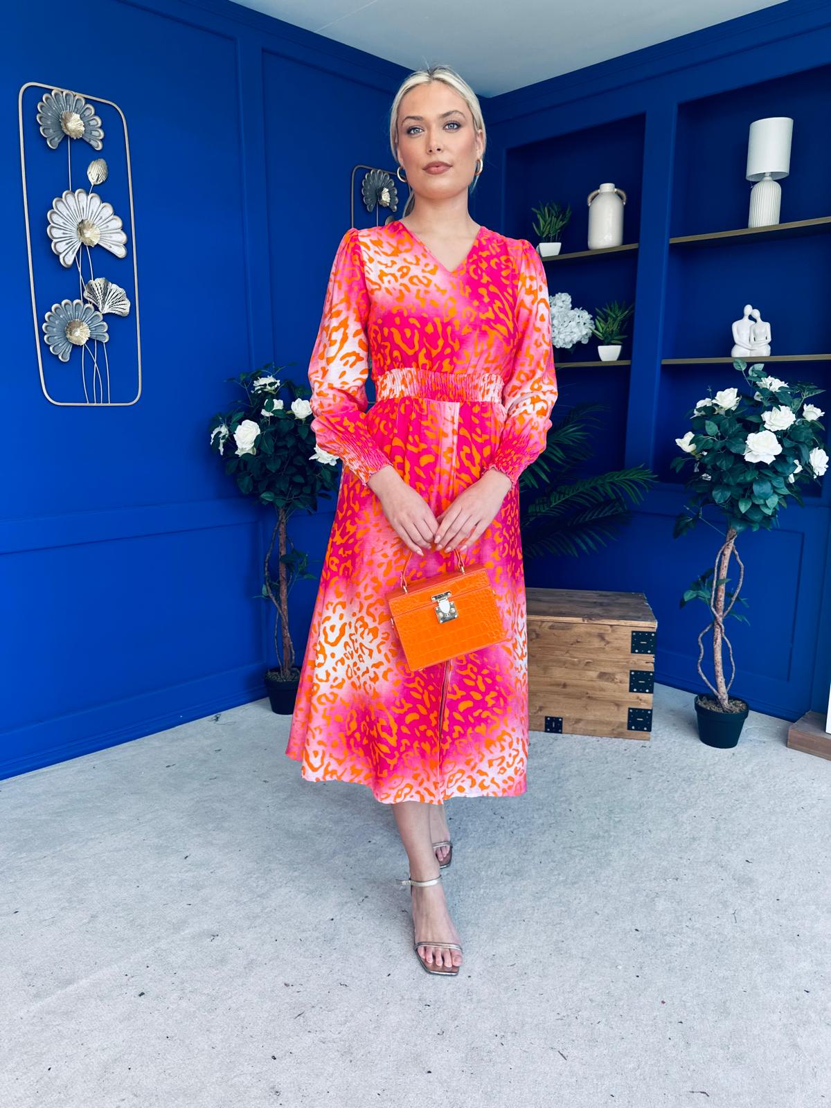 Jacqueline Banded Midi Dress Pink