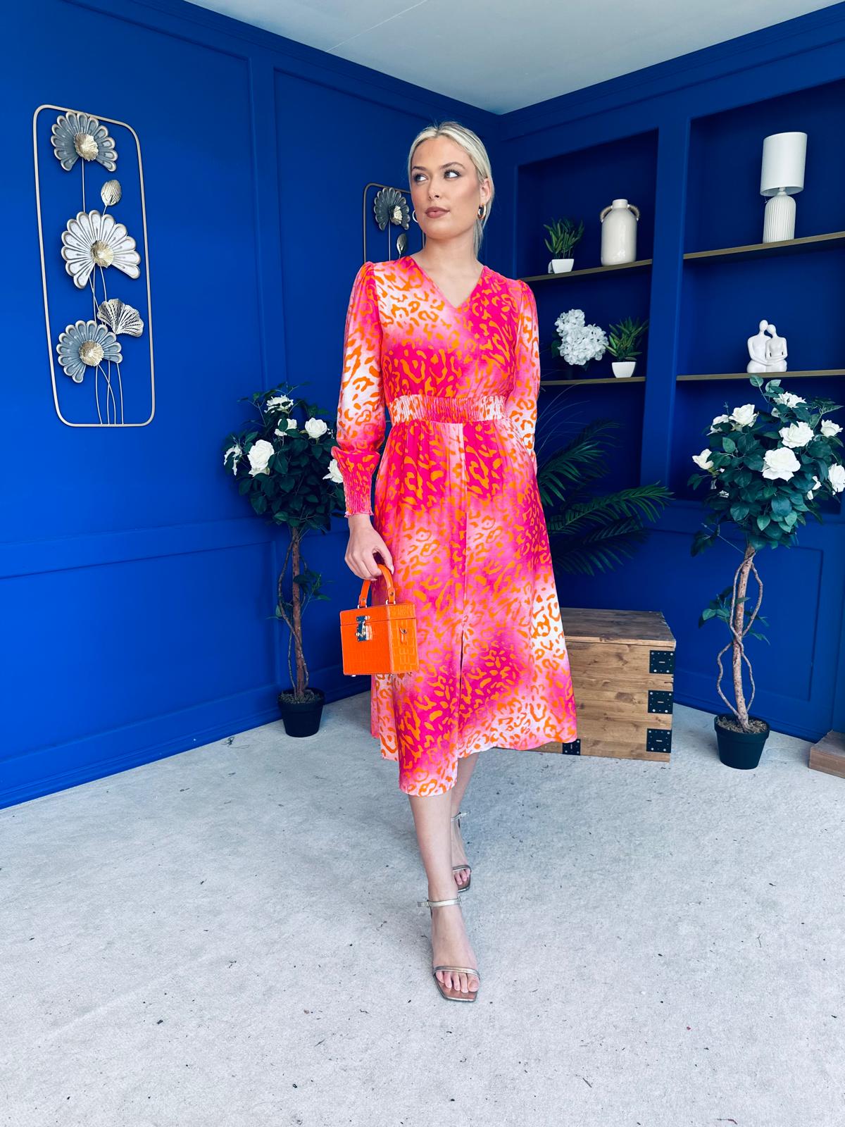 Jacqueline Banded Midi Dress Pink