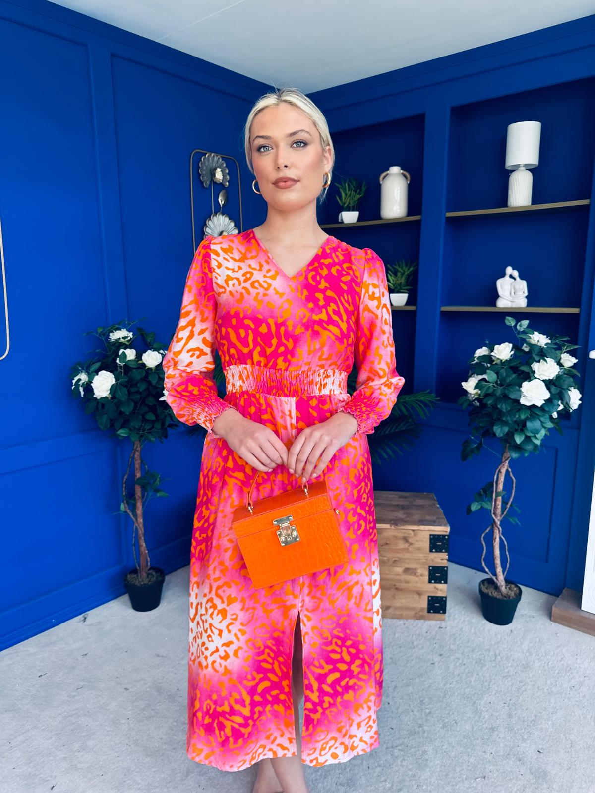 Jacqueline Banded Midi Dress Pink