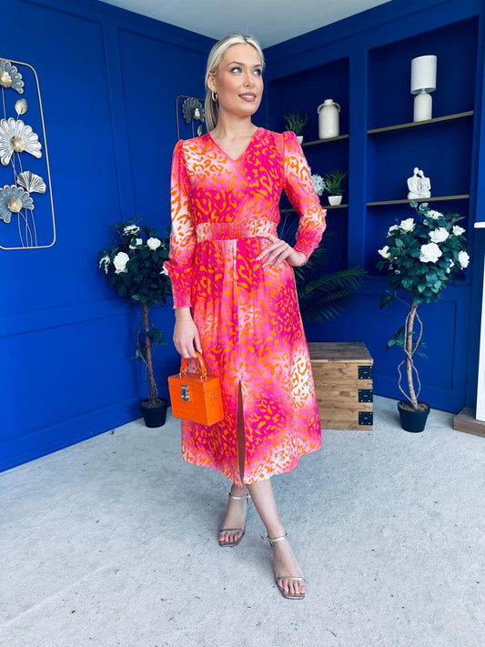 Jacqueline Banded Midi Dress Pink