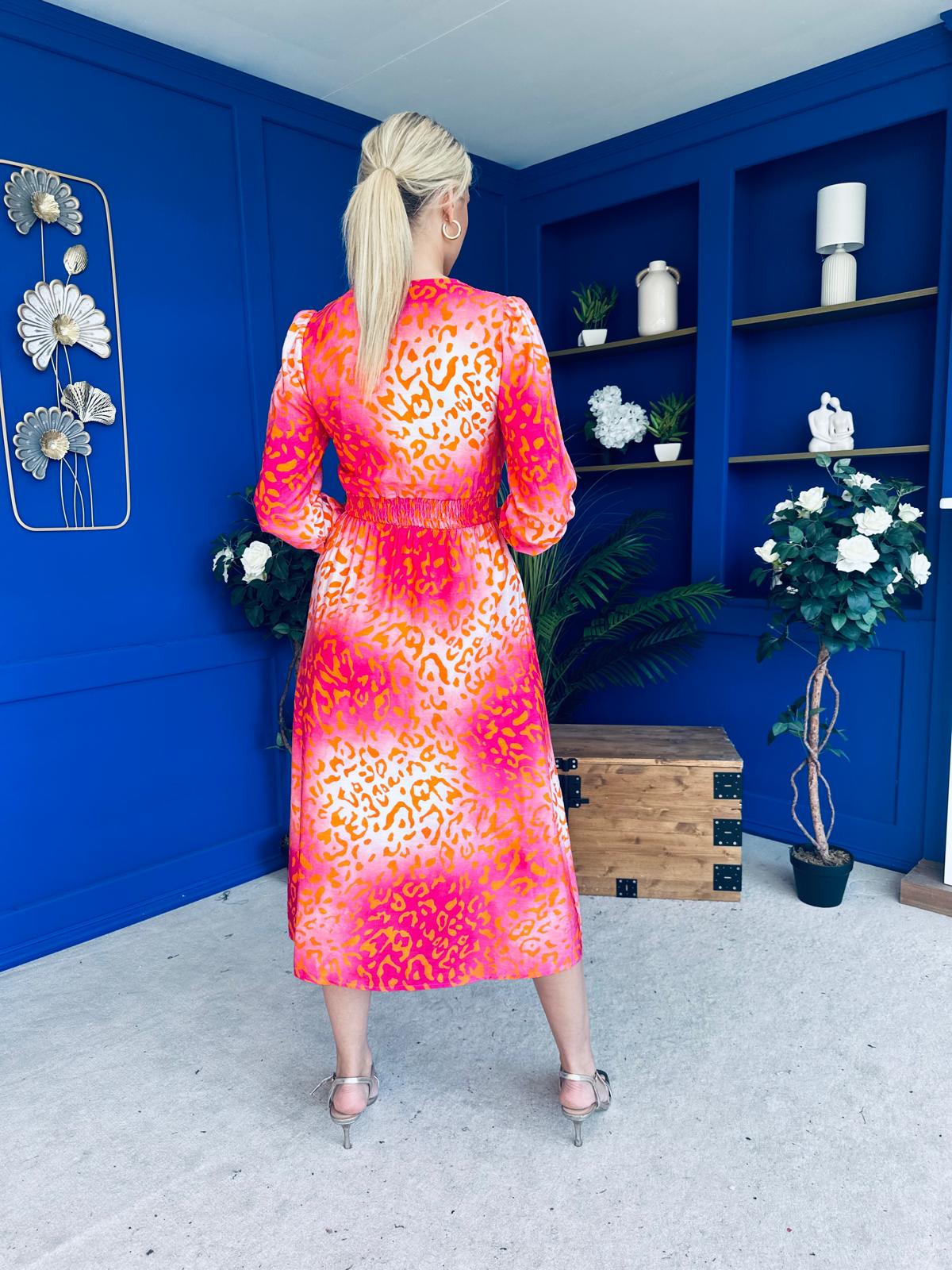 Jacqueline Banded Midi Dress Pink