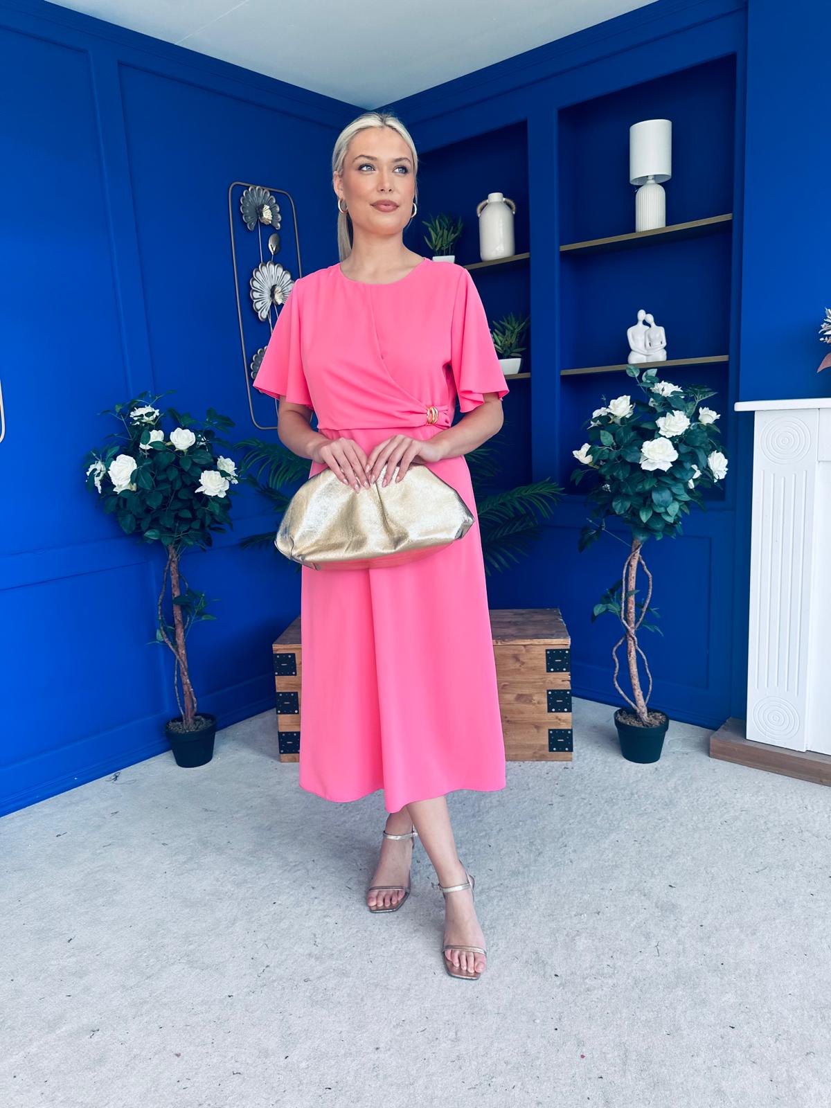 Polly Detailed Midi Dress Pink