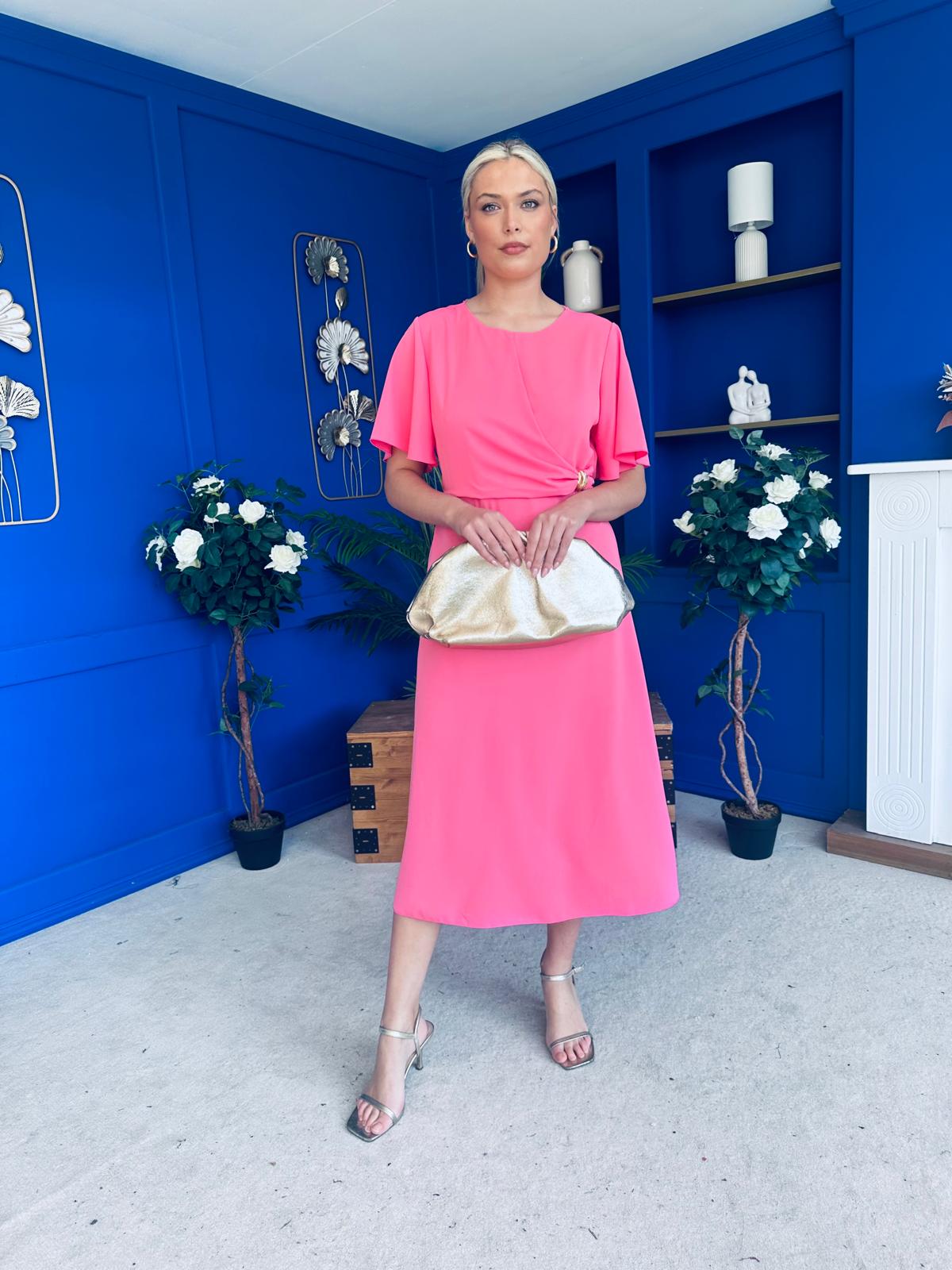 Polly Detailed Midi Dress Pink