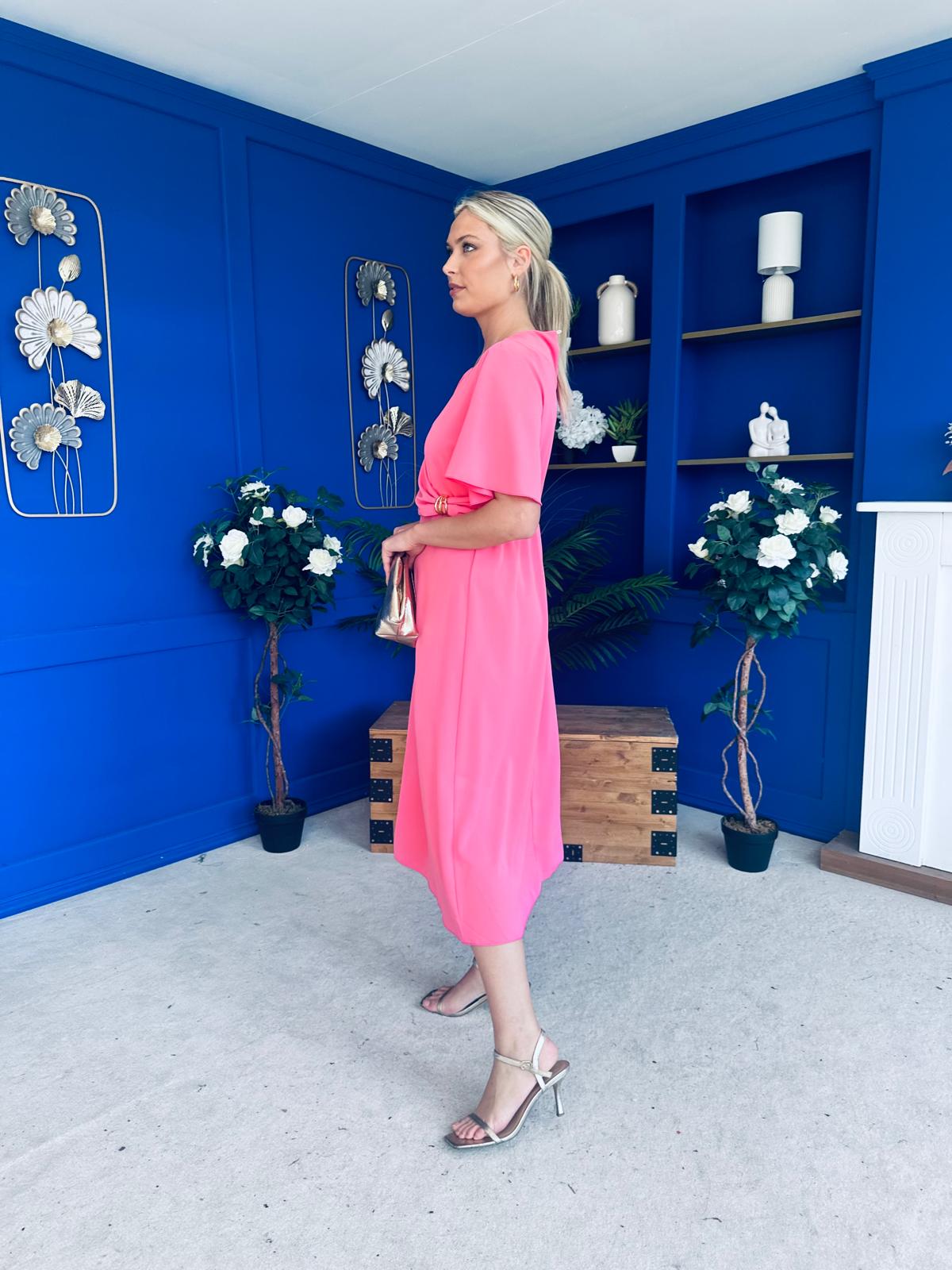 Polly Detailed Midi Dress Pink