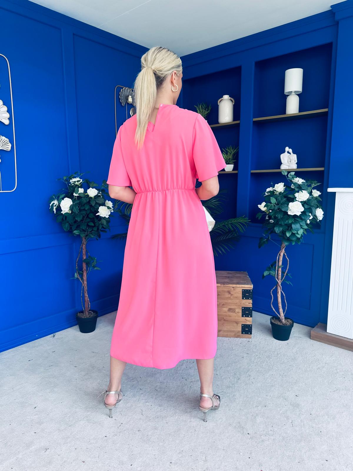 Polly Detailed Midi Dress Pink