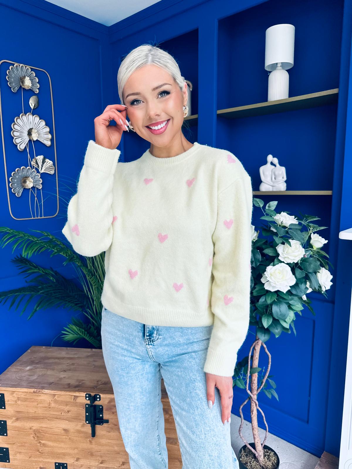 Philipa Heart Detail Knit Jumper Yellow