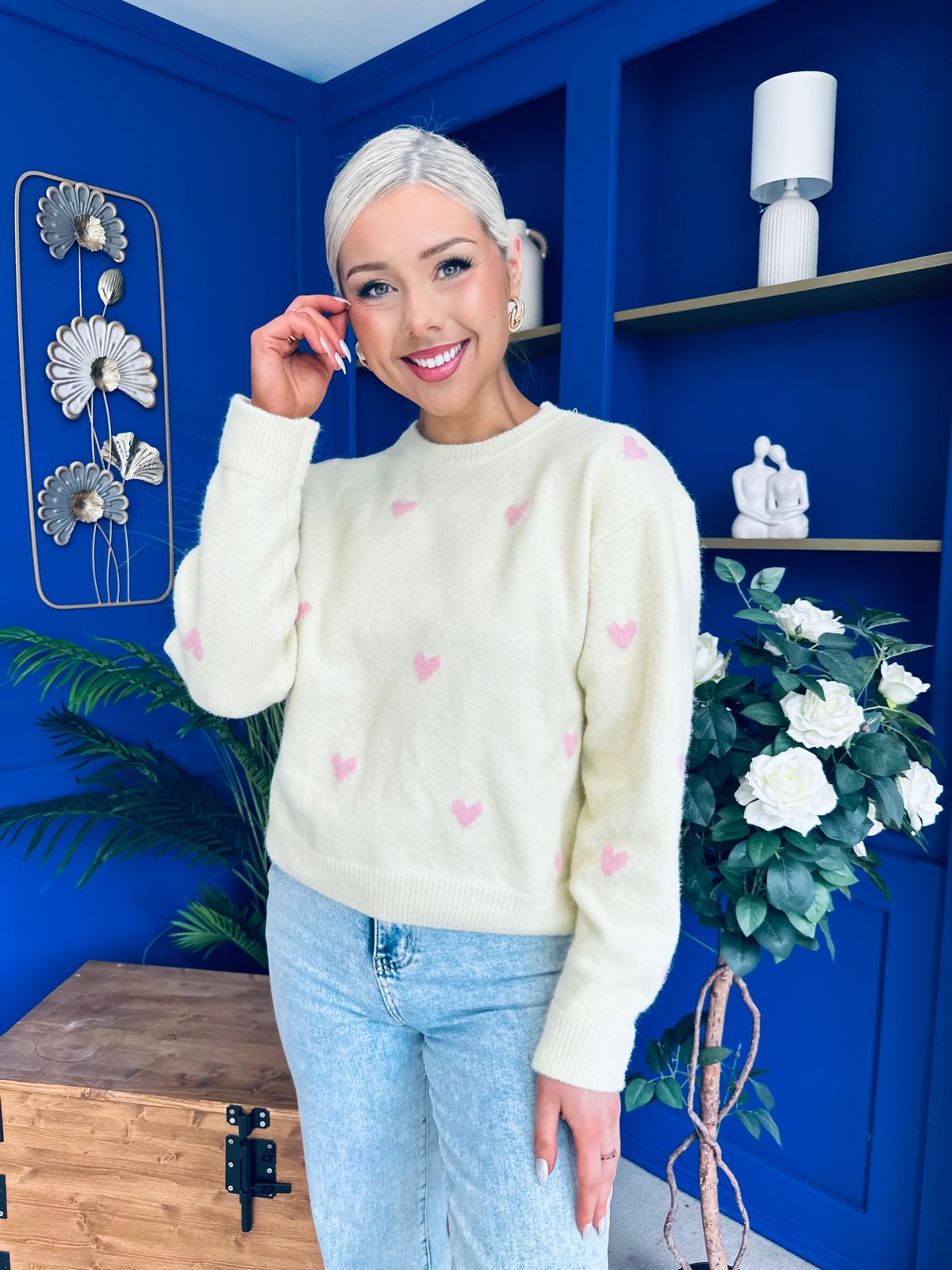 Philipa Heart Detail Knit Jumper Yellow