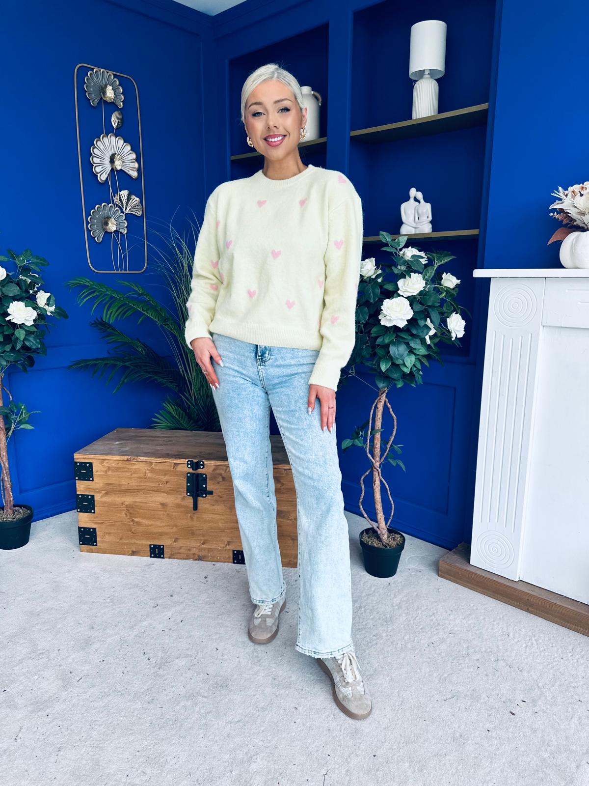 Philipa Heart Detail Knit Jumper Yellow