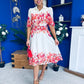 Holland Collar Midi Dress Cream & Pink