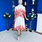 Holland Collar Midi Dress Cream & Pink