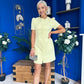 Megan Short Sleeve Button Up Mini Dress Lemon