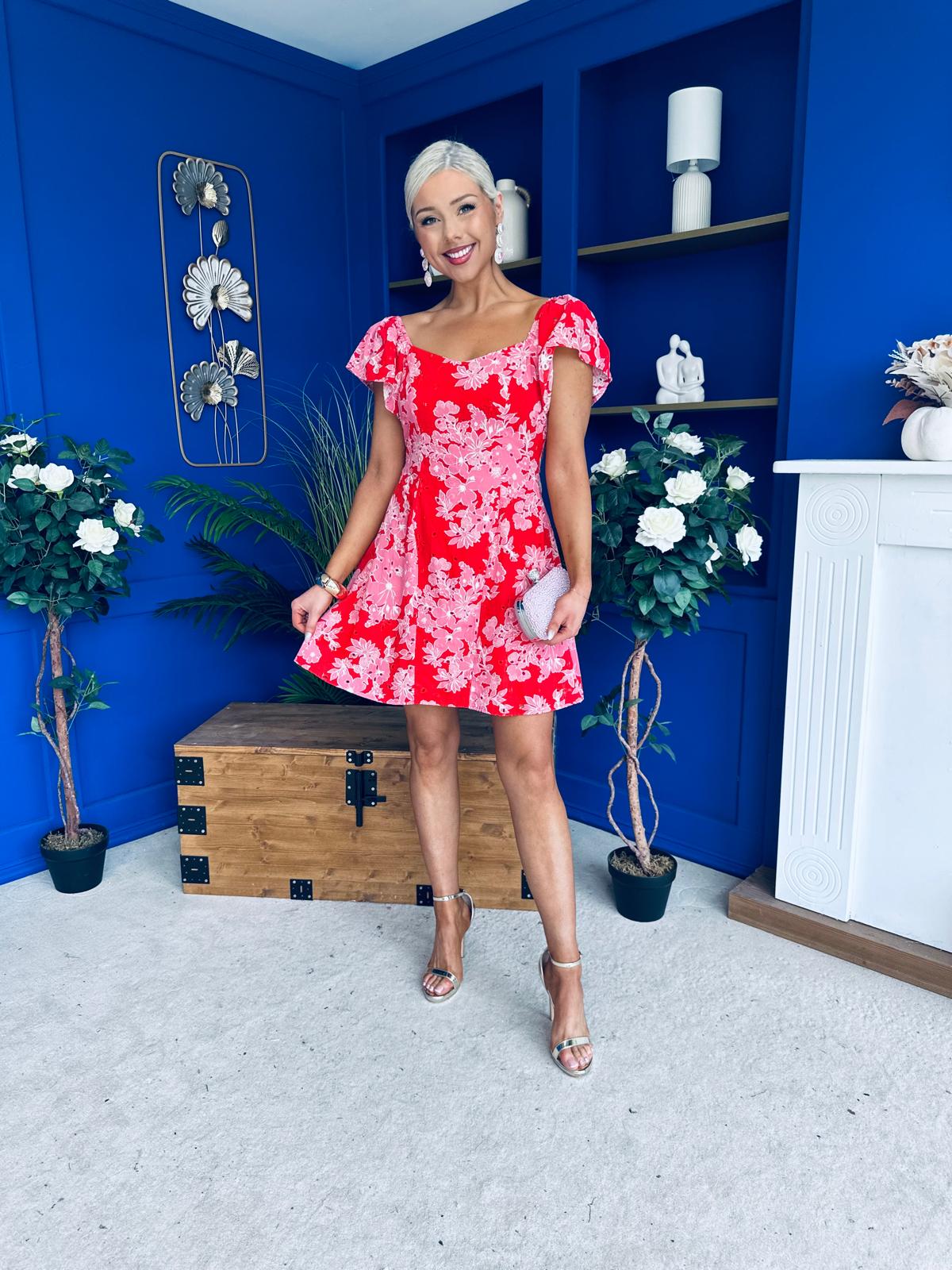 Alex Broiderie Anglais Mini Dress Pink