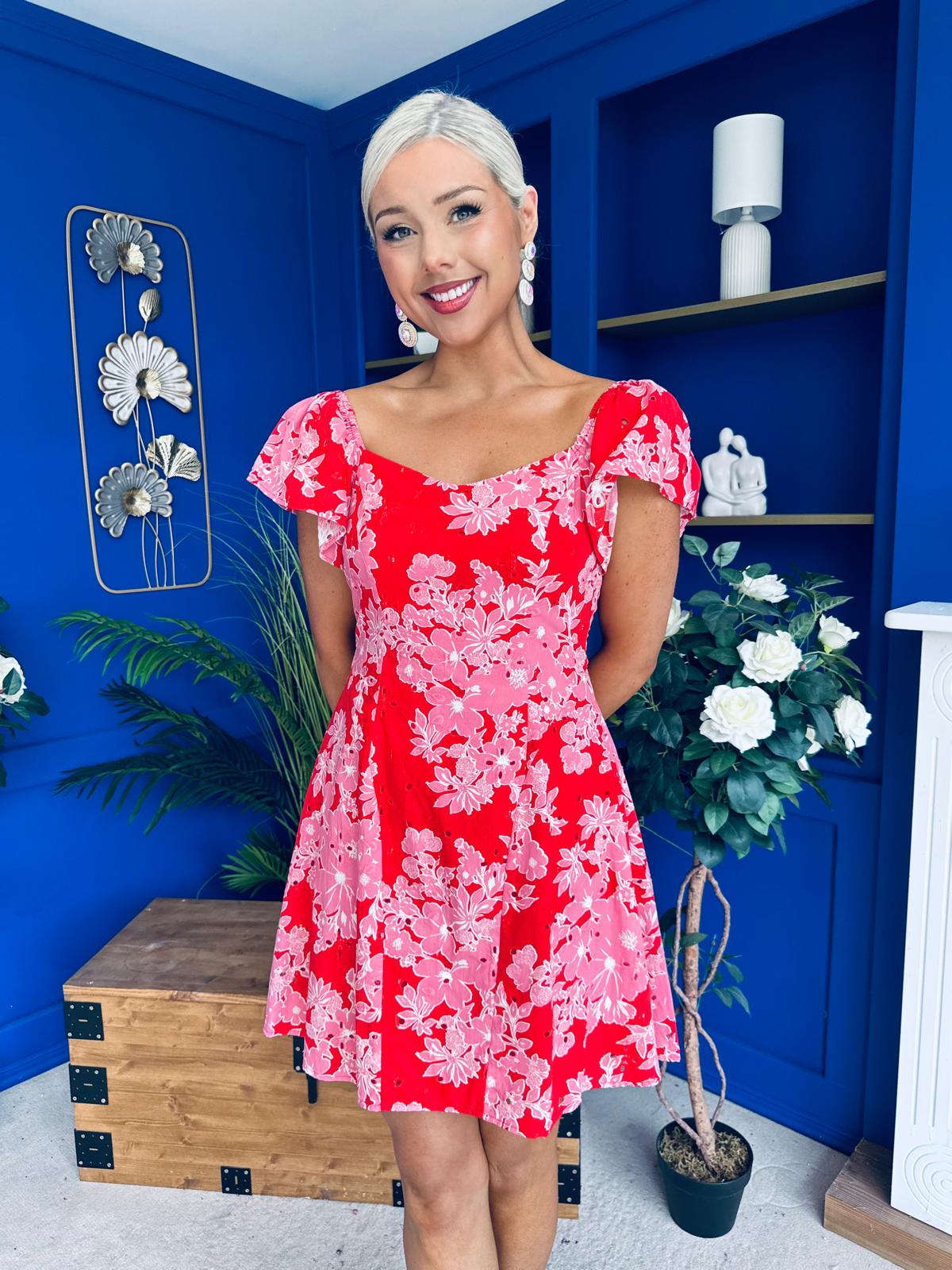 Alex Broiderie Anglais Mini Dress Pink