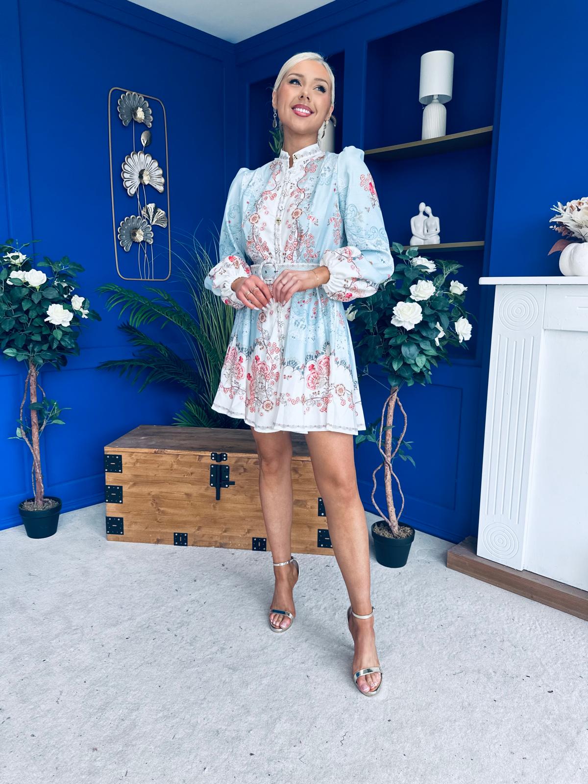 Cassia Detailed Mini Shirt Dress Pwr Blue