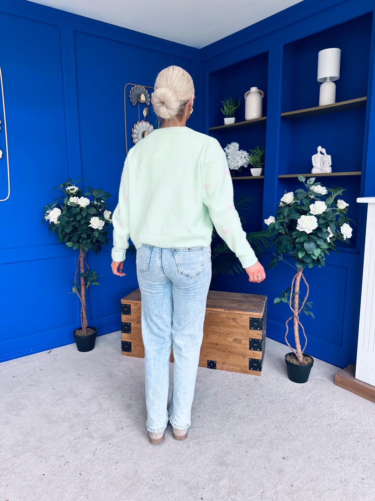 Philipa Heart Detail Knit Jumper Lime