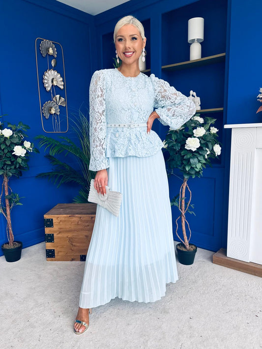 Abigail Lace Detail Occasion Dress Pwr Blue