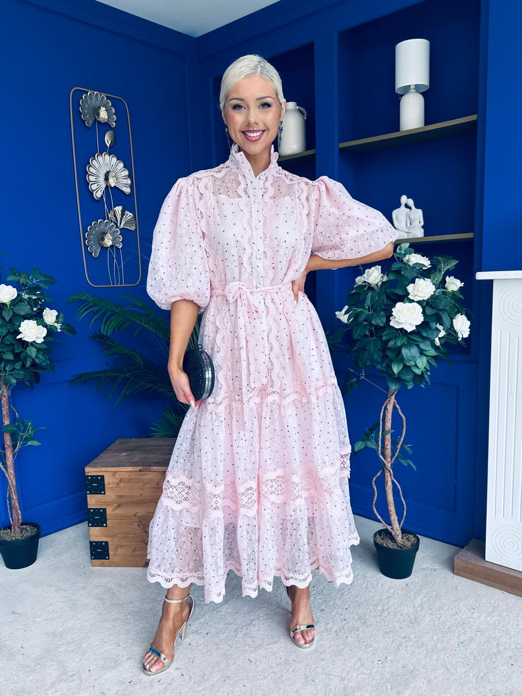 Willow Detailed Shirt Dress Polka Pink
