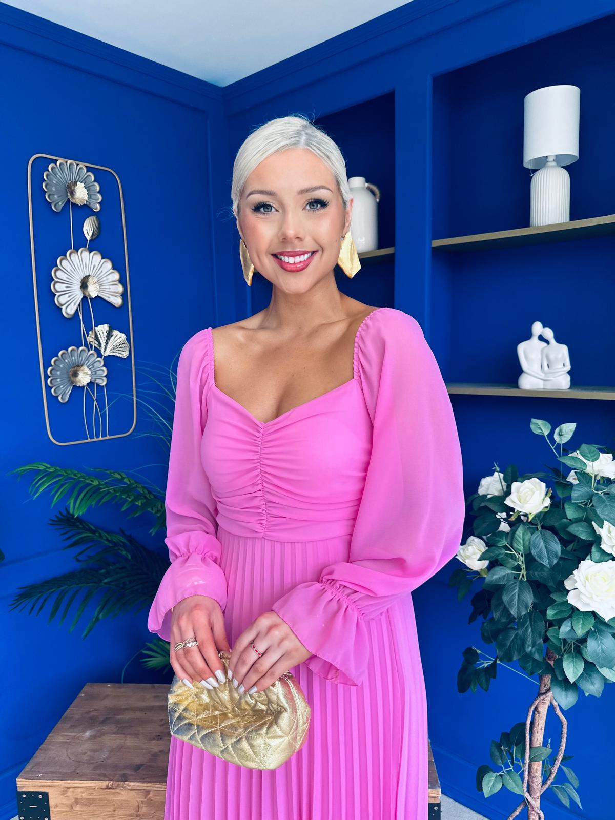 Siofra Detailed Midi Dress Cerise