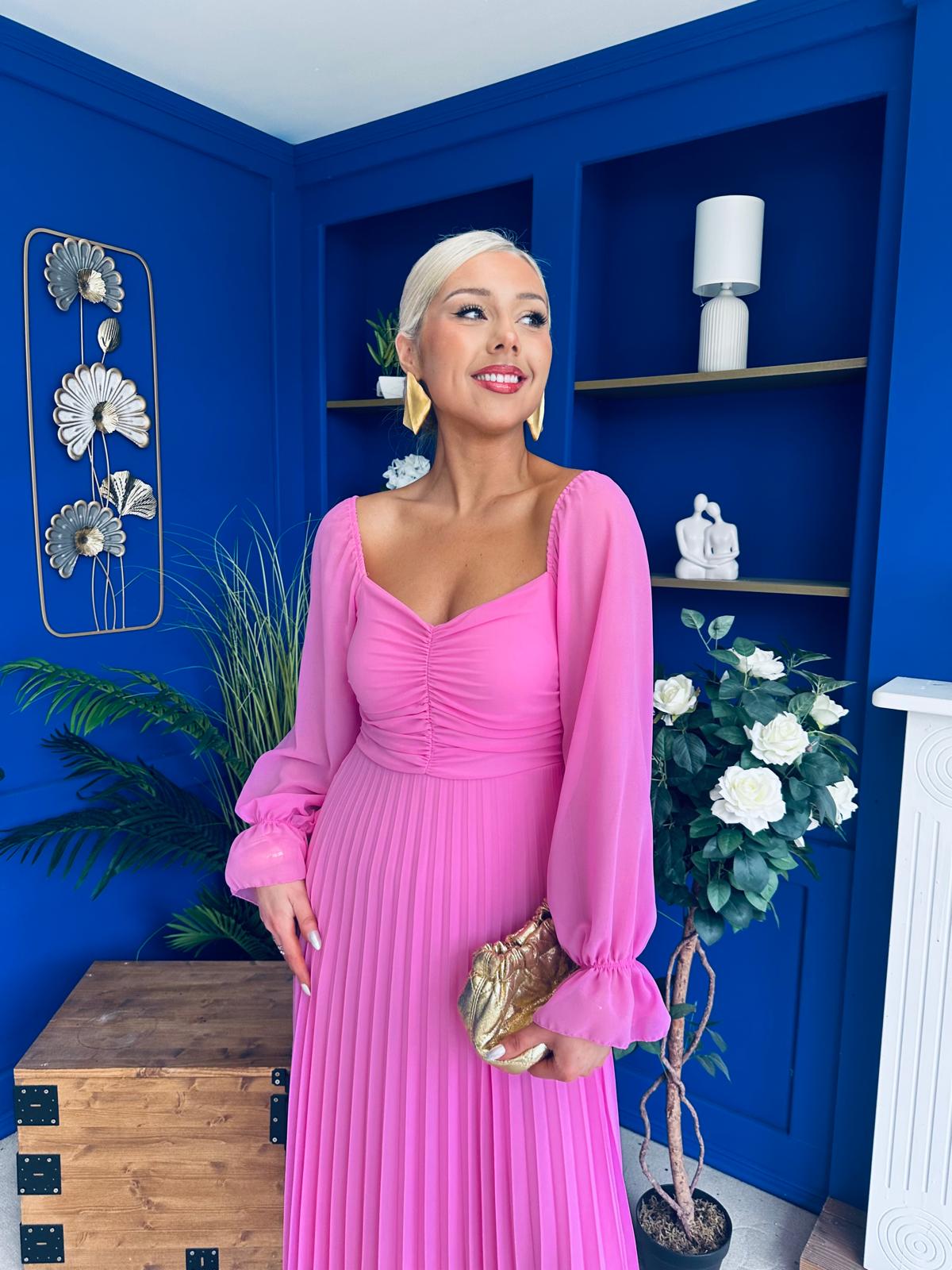 Siofra Detailed Midi Dress Cerise