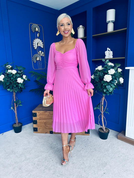 Siofra Detailed Midi Dress Cerise