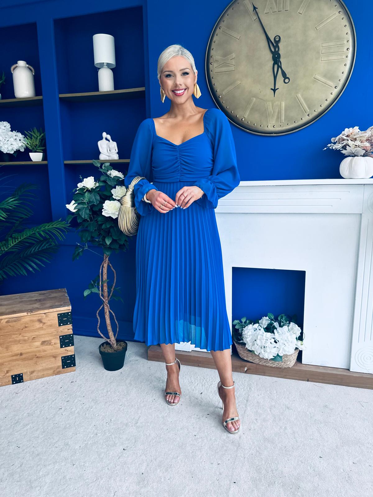 Siofra Detailed Midi Dress Cobalt