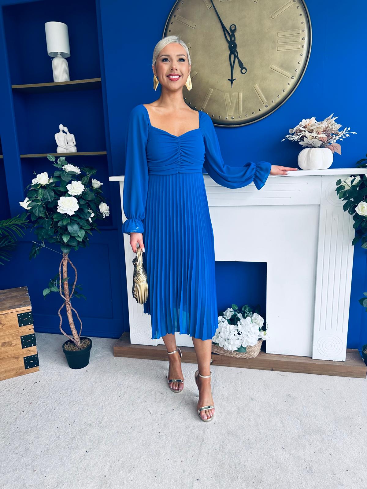 Siofra Detailed Midi Dress Cobalt