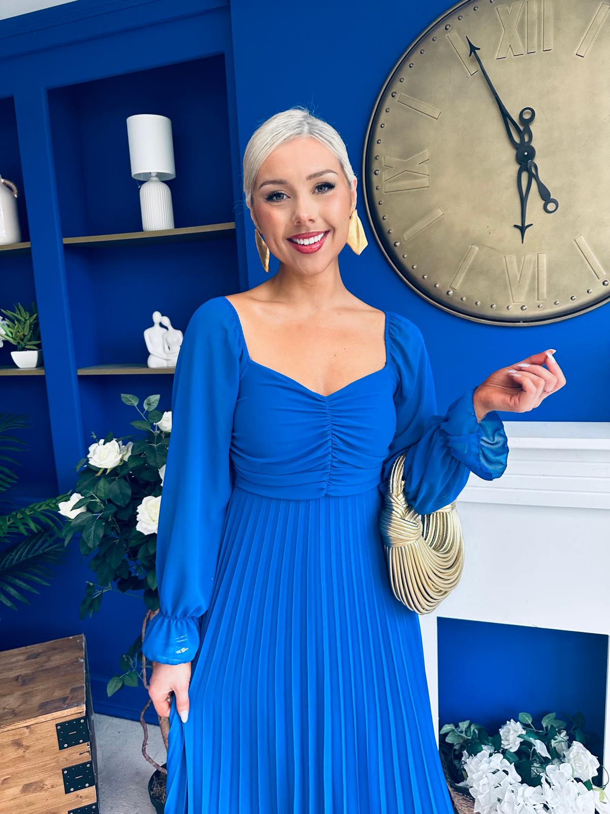 Siofra Detailed Midi Dress Cobalt