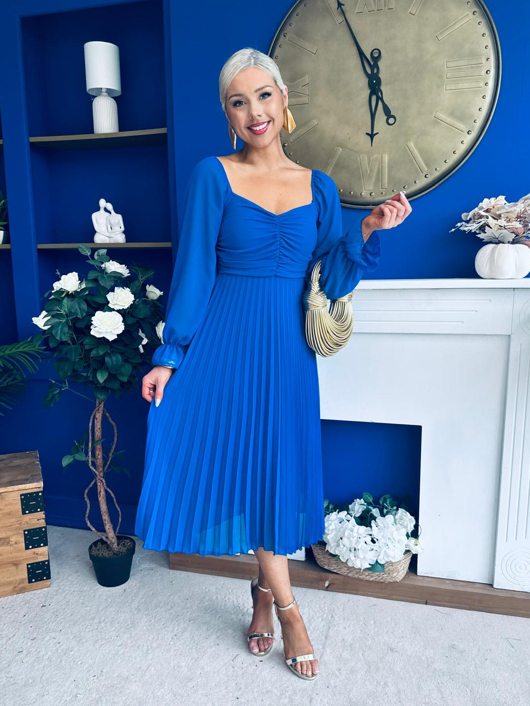 Siofra Detailed Midi Dress Cobalt