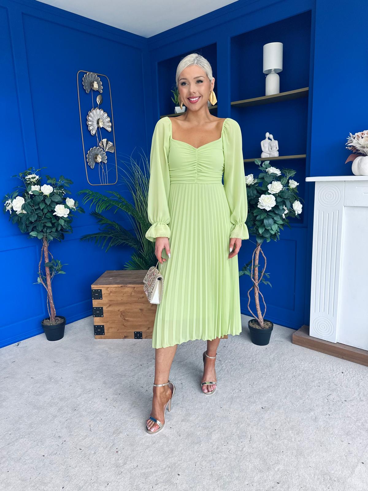 Siofra Detailed Midi Dress Lime