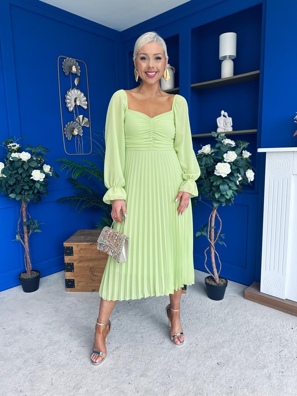 Siofra Detailed Midi Dress Lime